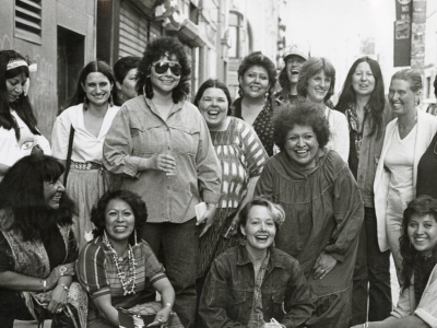 black and white image of a group of women