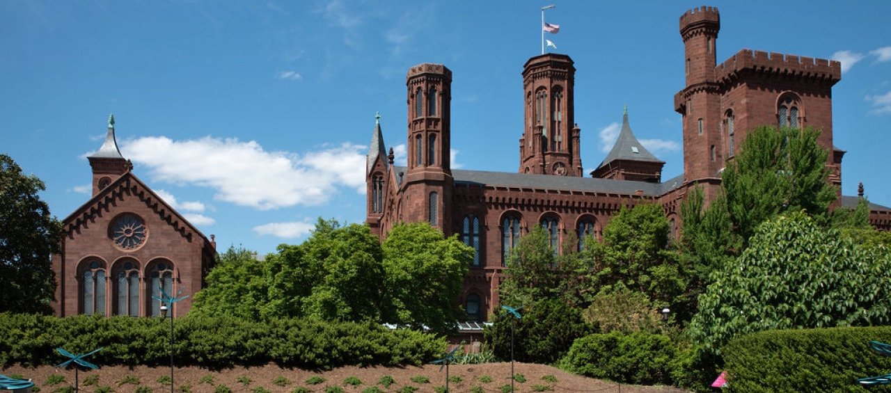 View of the Smithsonian Castle from the garden