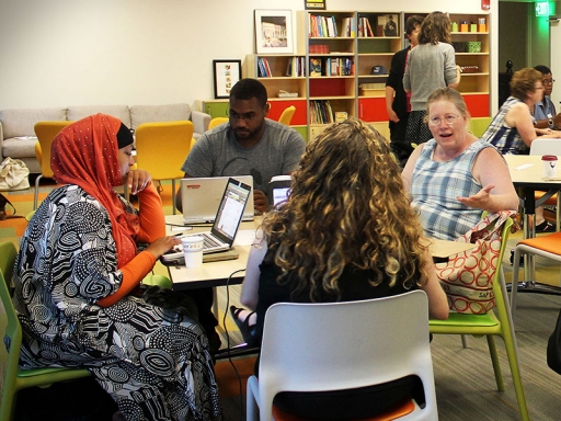 Teachers in the museum's Byrne Education Loft.